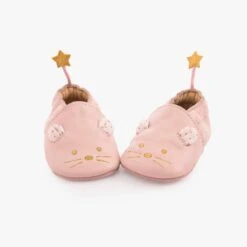 Moulin Roty Chaussons Cuir Souris Rose
