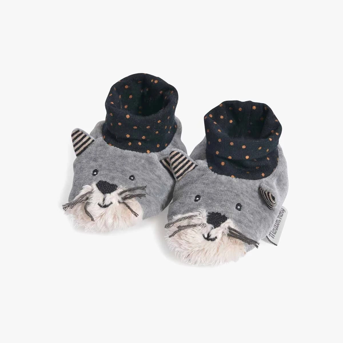 Moulin Roty Chaussons Chat Gris Clair Fernand 3 Moulin Roty Chaussons Chat Gris Clair Fernand