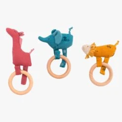 Moulin Roty Hochet Anneau Bois Girafe -Moulin Roty 669006 007 008 2 gris