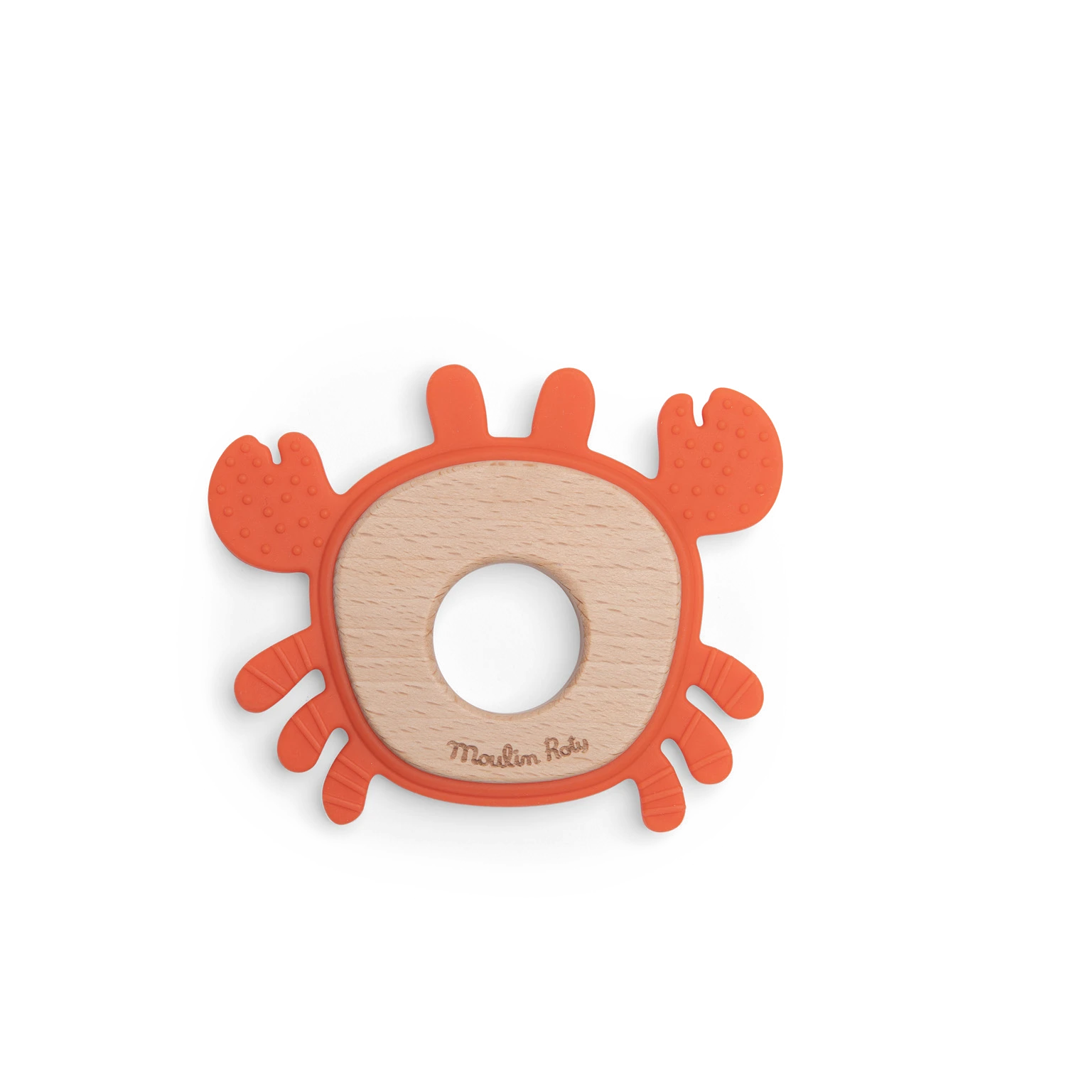 Moulin Roty Anneau De Dentition Bois Et Silicone Crabe – Image 2