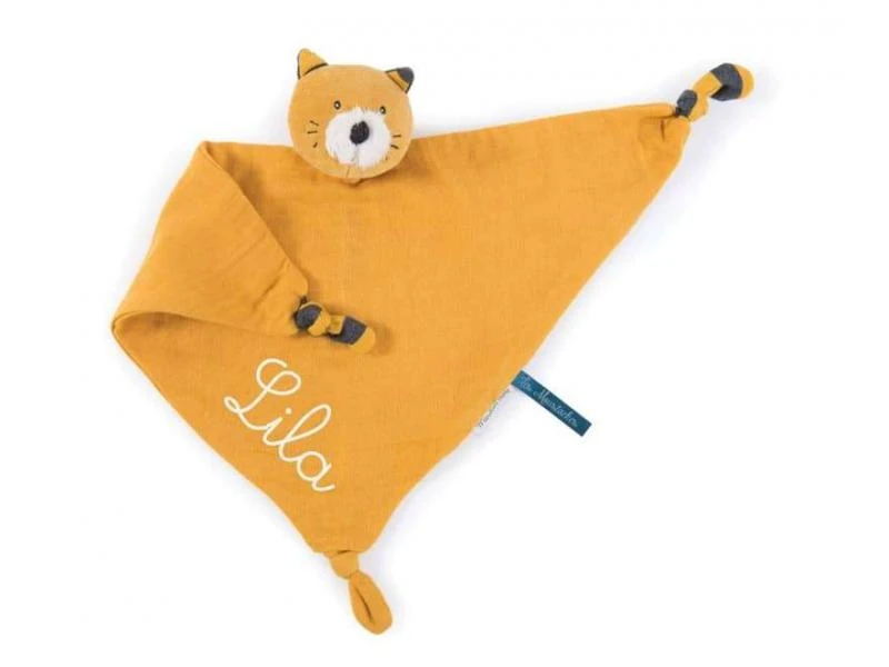 Moulin Roty 666025 - Doudou Lange Chat Moutarde Lulu Les Moustaches 5 Moulin Roty 666025 - Doudou Lange Chat Moutarde Lulu Les Moustaches – Image 3