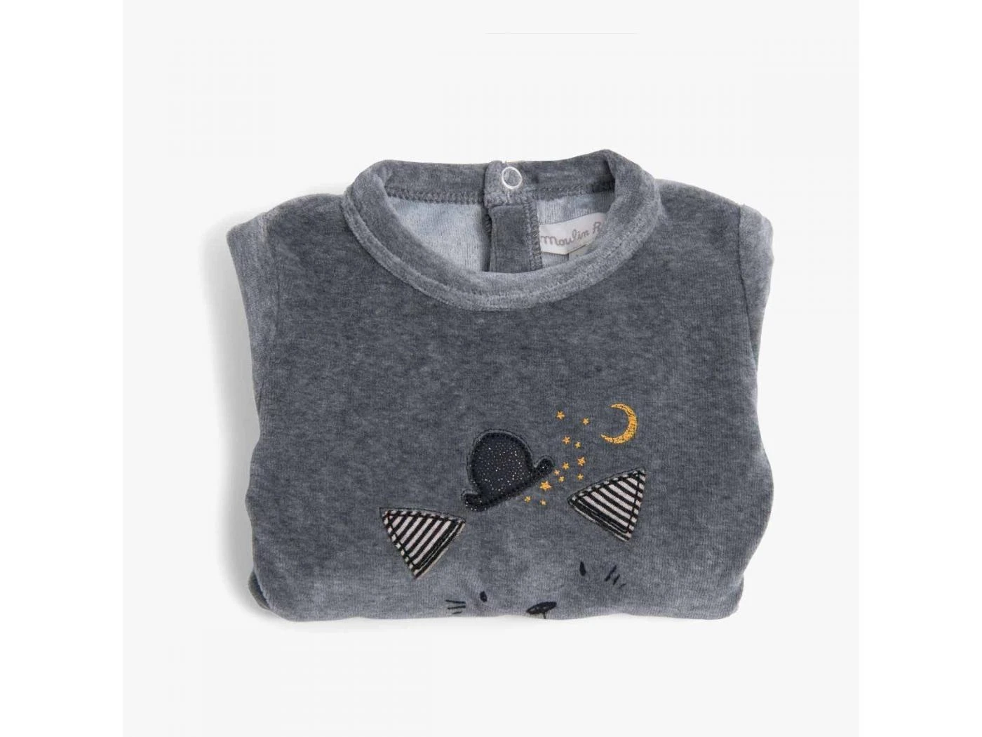 Moulin Roty 666802 - Pyjama 6m Jersey Gris Chiné Allover Chats Les Moustaches 4 Moulin Roty 666802 - Pyjama 6m Jersey Gris Chiné Allover Chats Les Moustaches – Image 2