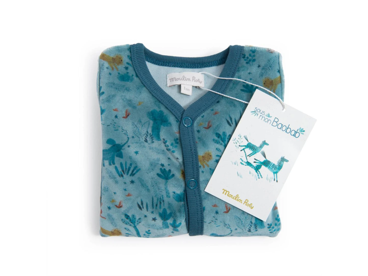 Moulin Roty 669804 - Pyjama 1m Velours Bleu Nuit Sous Mon Baobab 5 Moulin Roty 669804 - Pyjama 1m Velours Bleu Nuit Sous Mon Baobab – Image 3